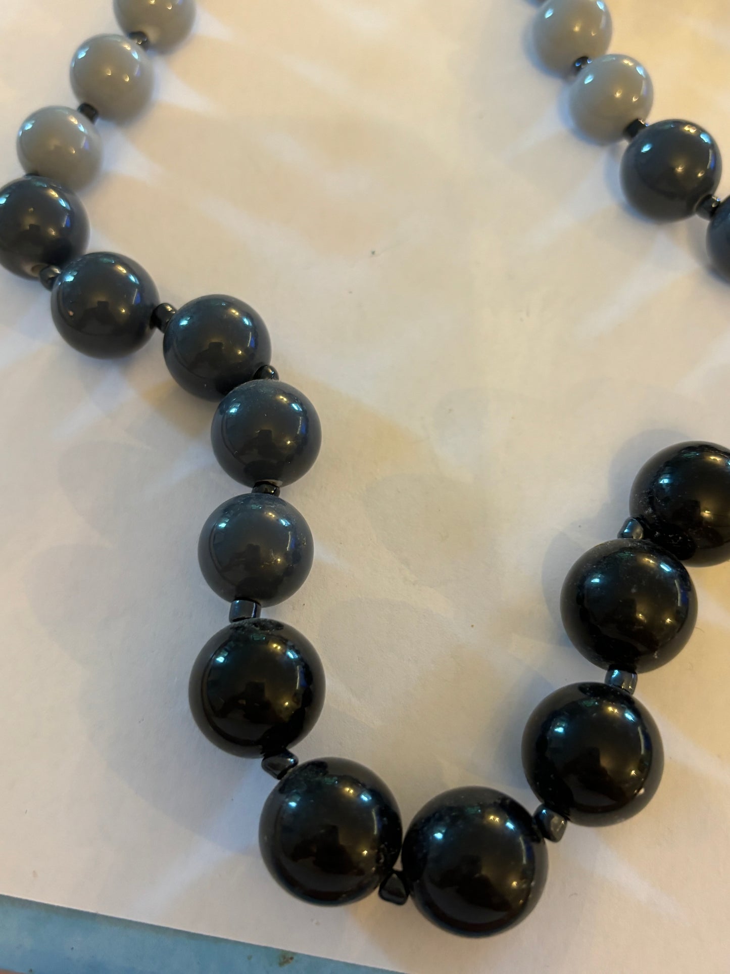 Black and Grey graduated bead necklace