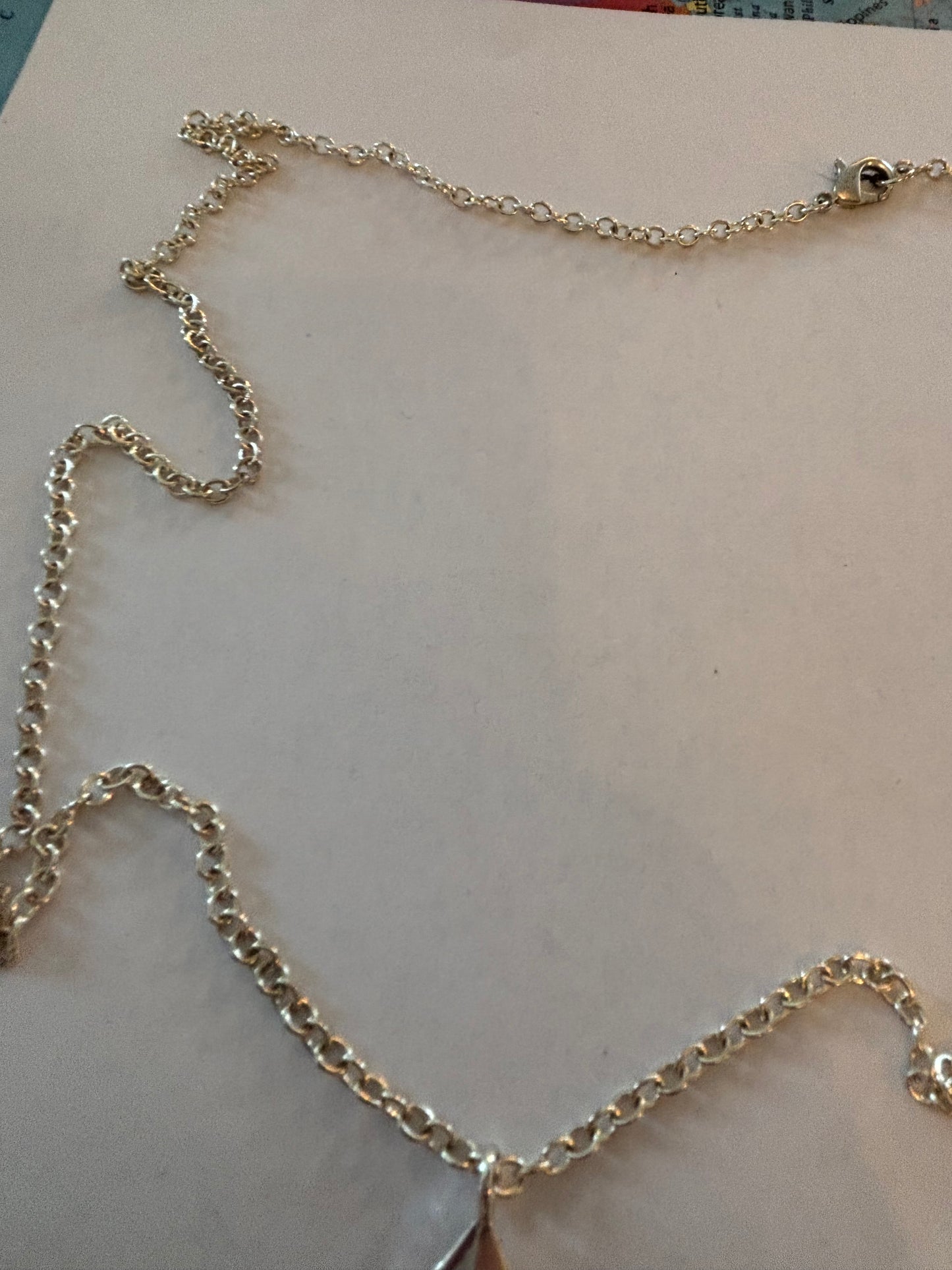 Long silver necklace with chevrons pendant