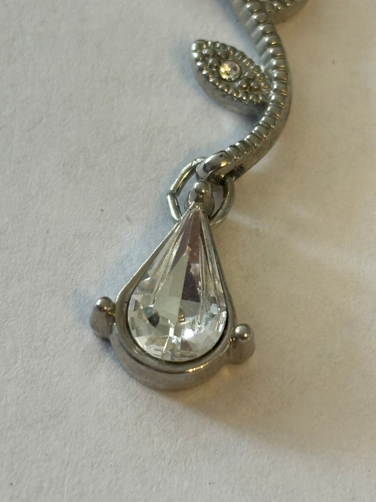 Silver Diamante Branch Drop Pendant Necklace