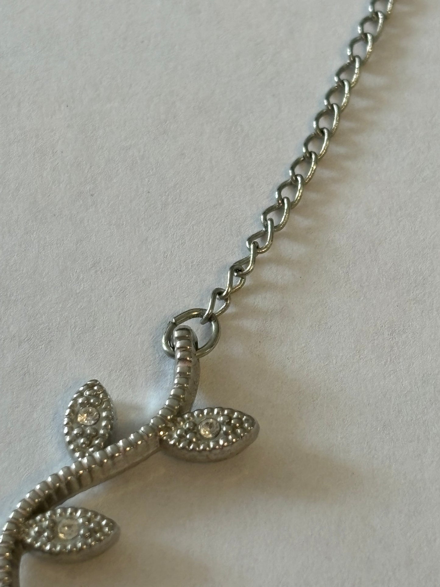 Silver Diamante Branch Drop Pendant Necklace