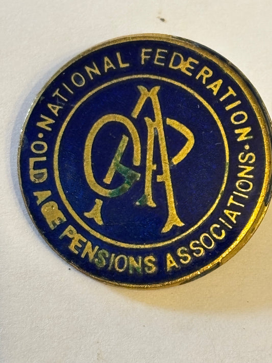 Old age pensions federations metal badge