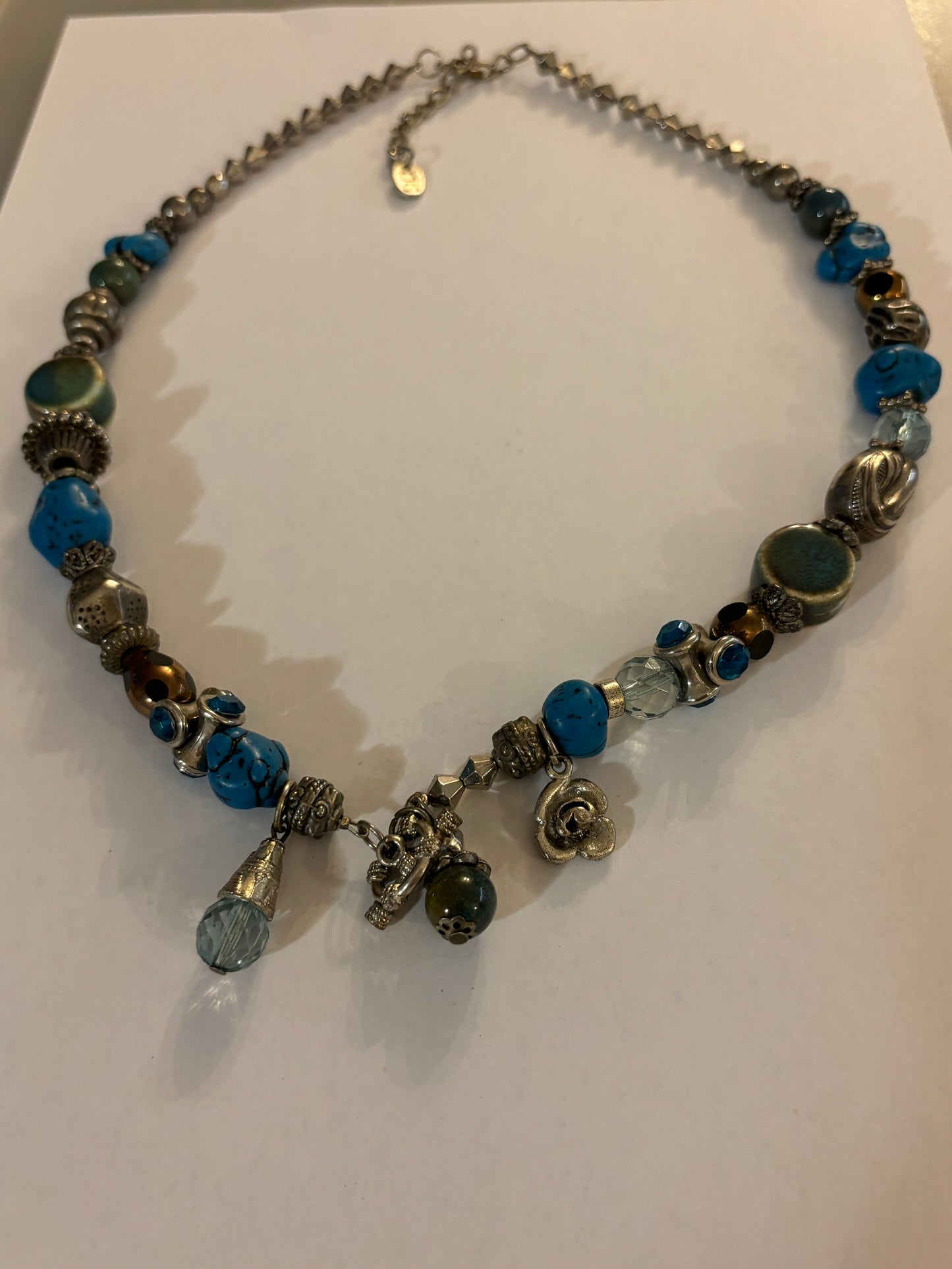 DG Silver and Turquoise decorative bead necklace