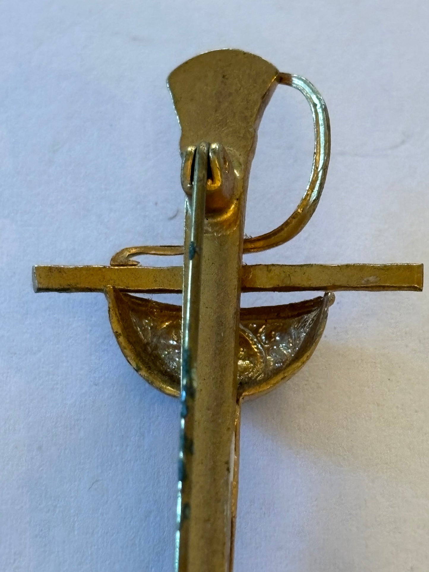 Vintage gold metal sword brooch