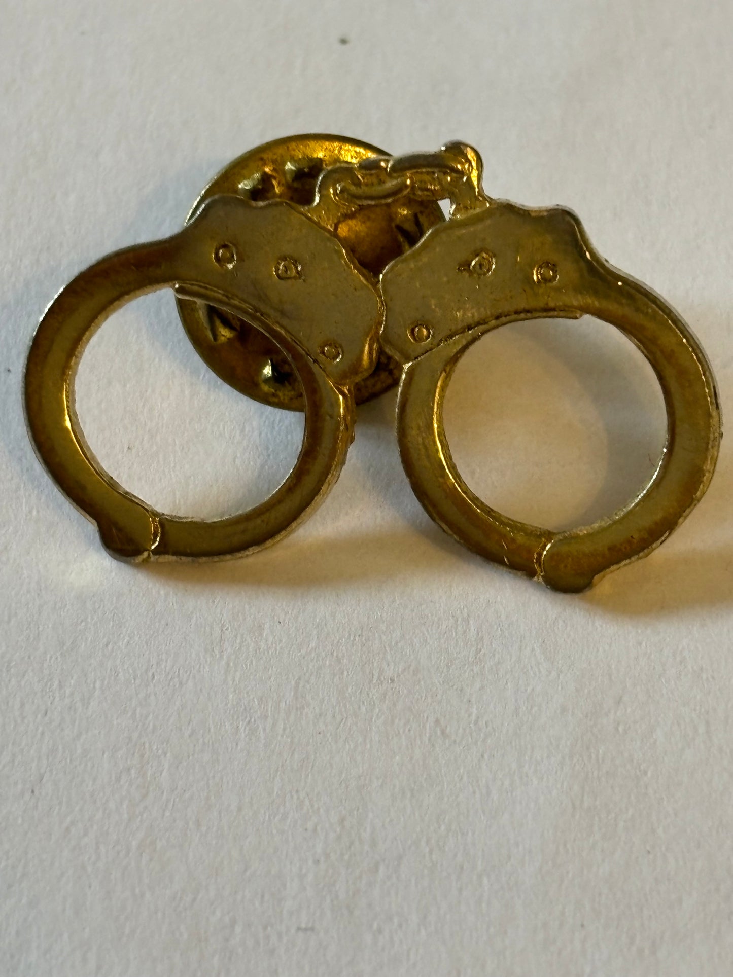 Gold Metal Handcuffs Badge