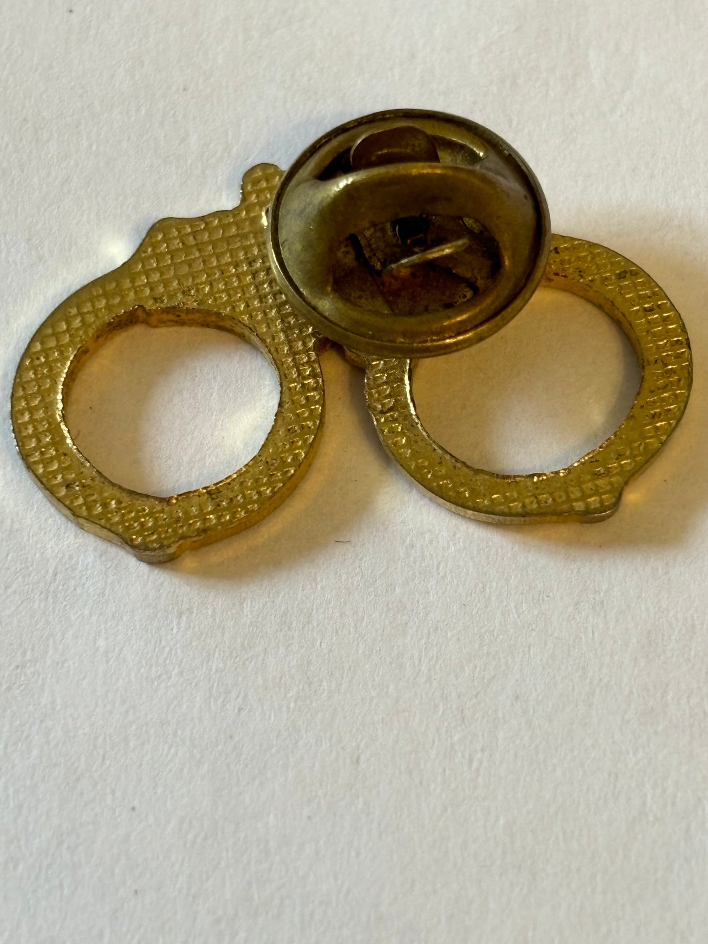 Gold Metal Handcuffs Badge