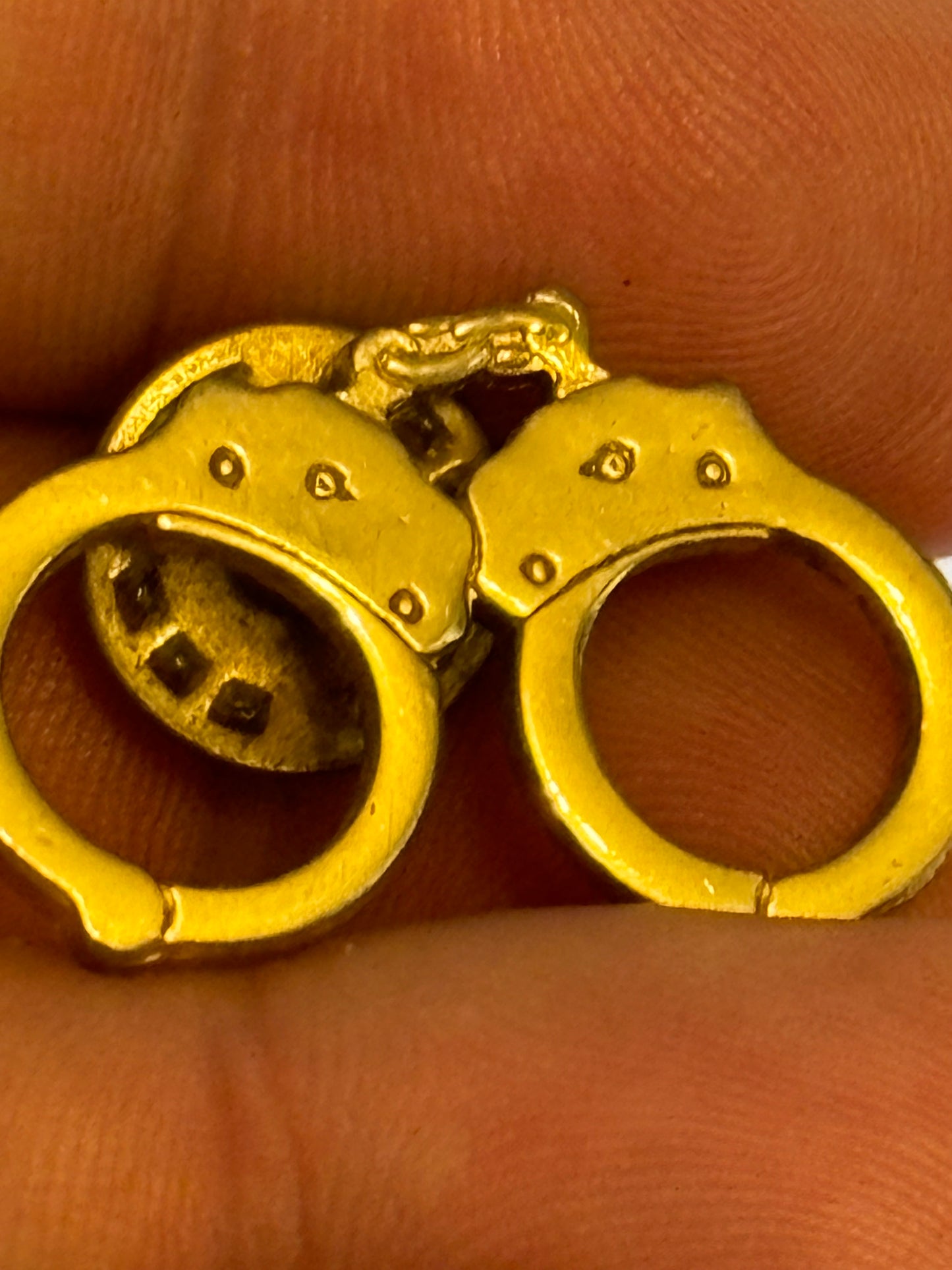 Gold Metal Handcuffs Badge