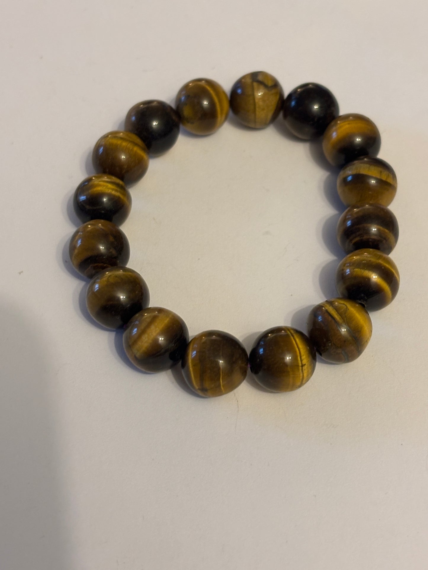 Brown glossy tigers eye style beaded bracelet