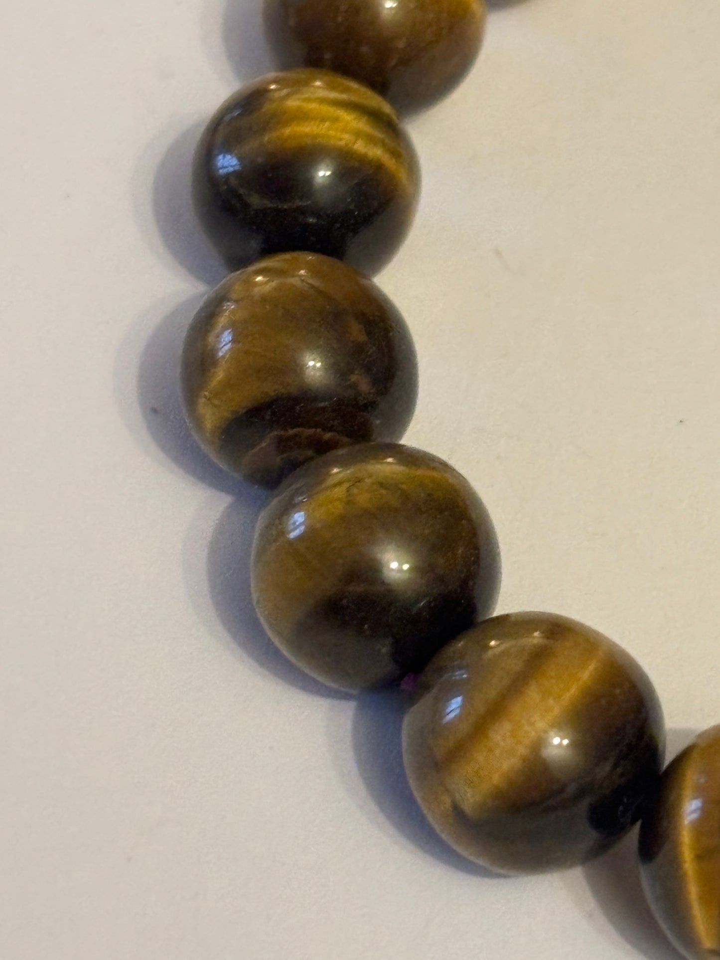 Brown glossy tigers eye style beaded bracelet