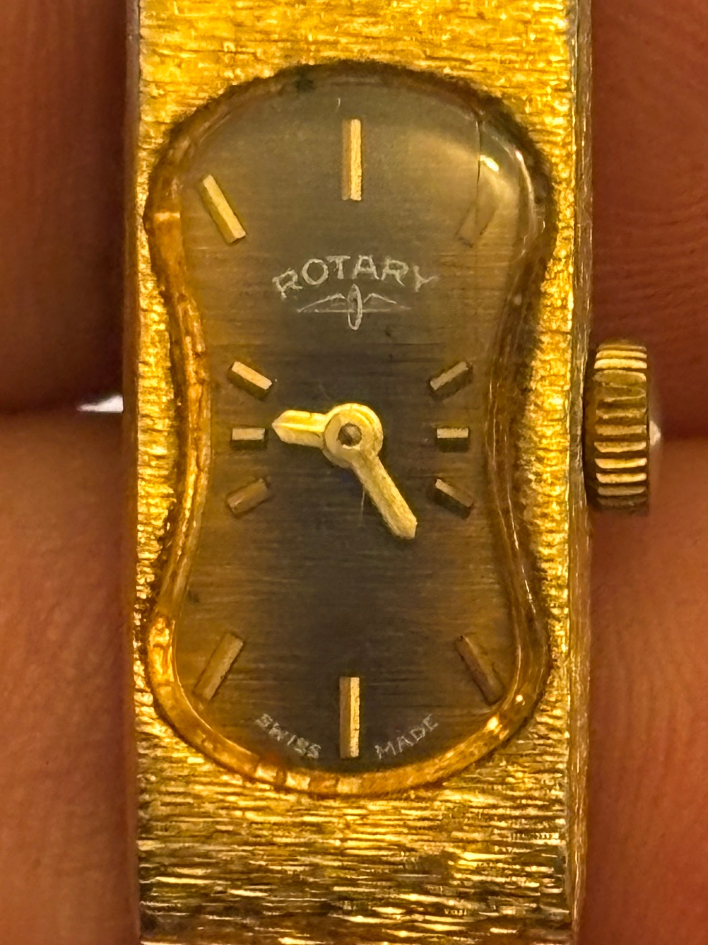 Rotary gold and black ladies manual wristwatch - working but untested