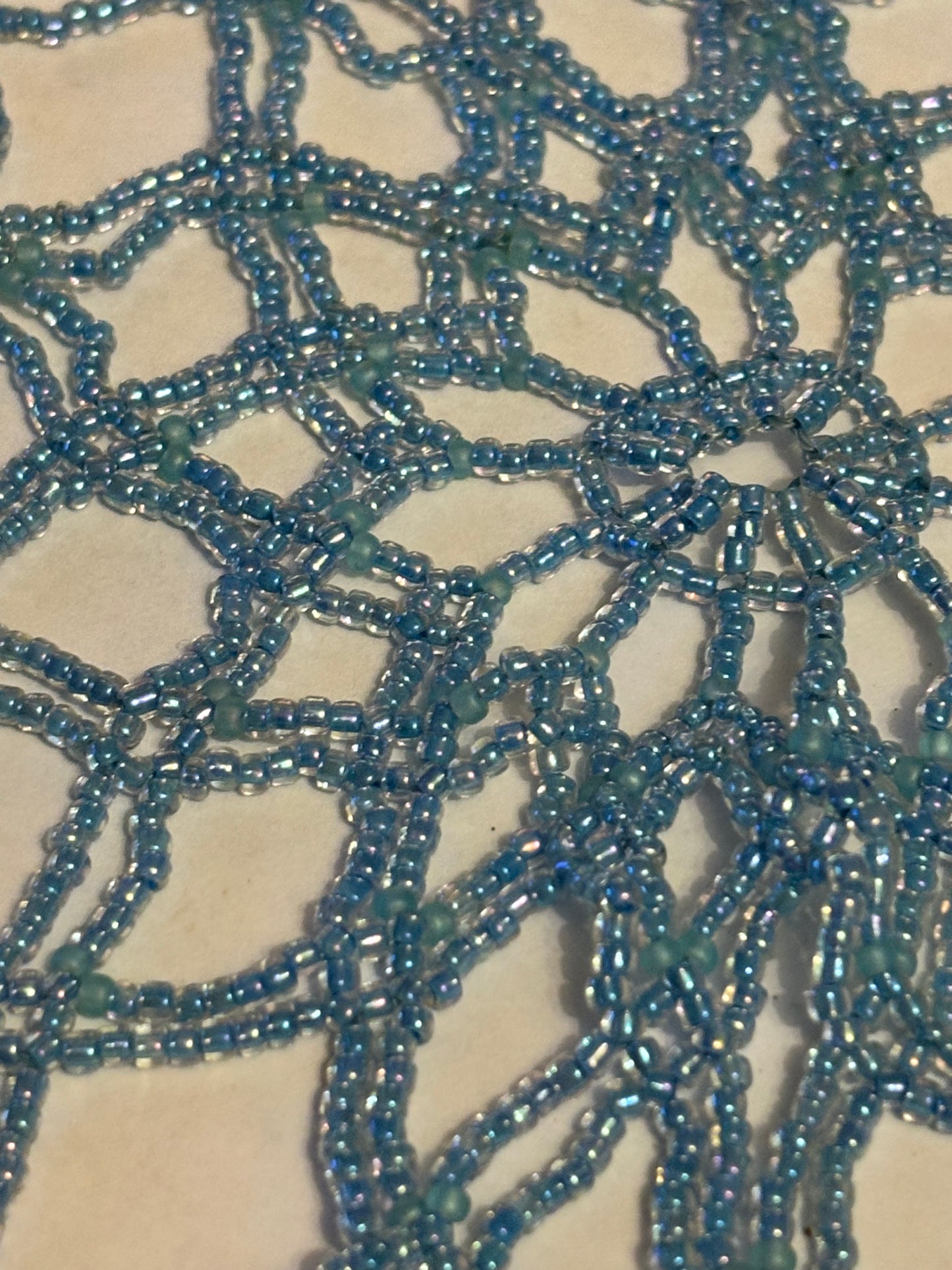 Tiny blue bead indian style doily