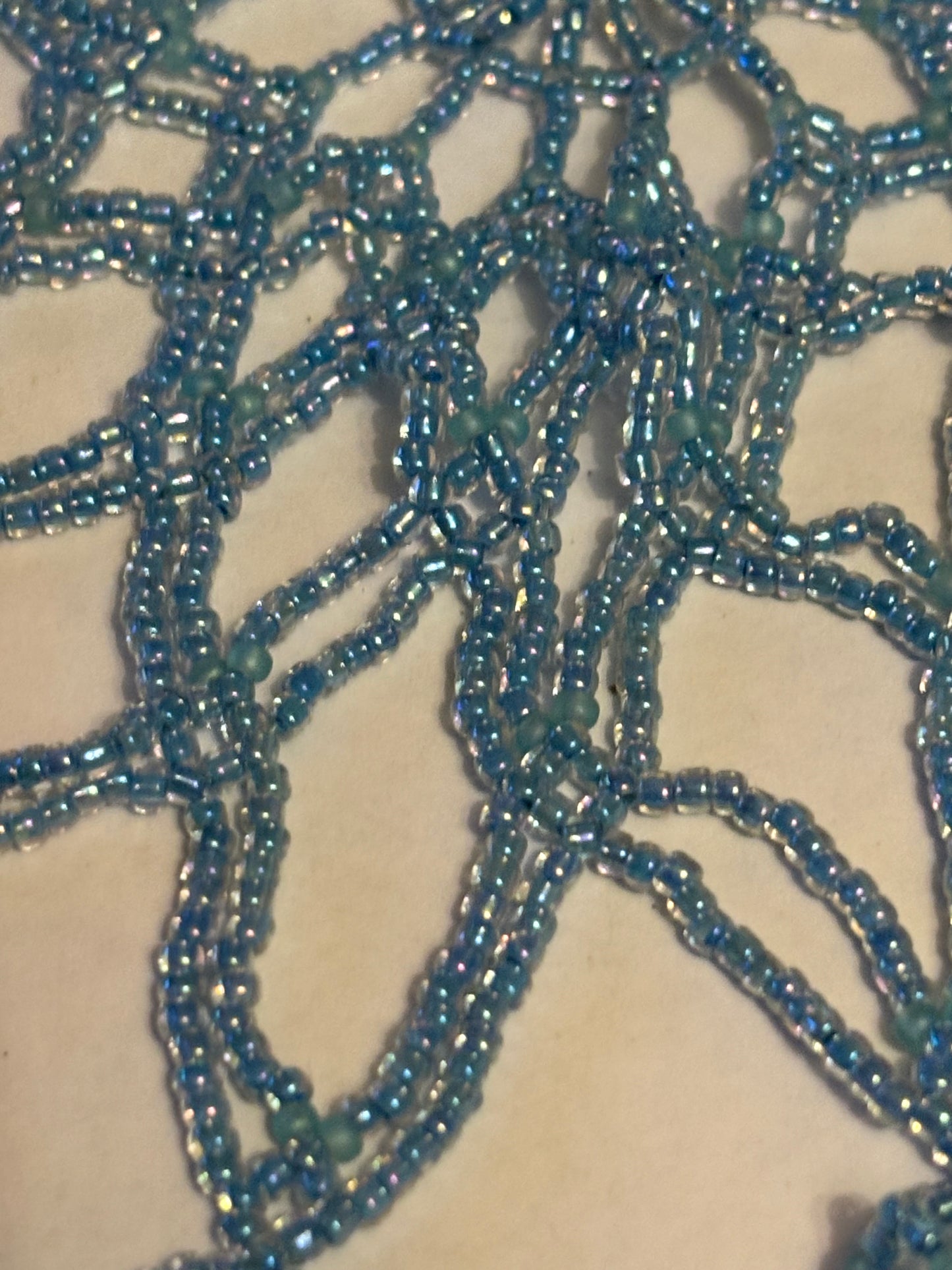 Tiny blue bead indian style doily