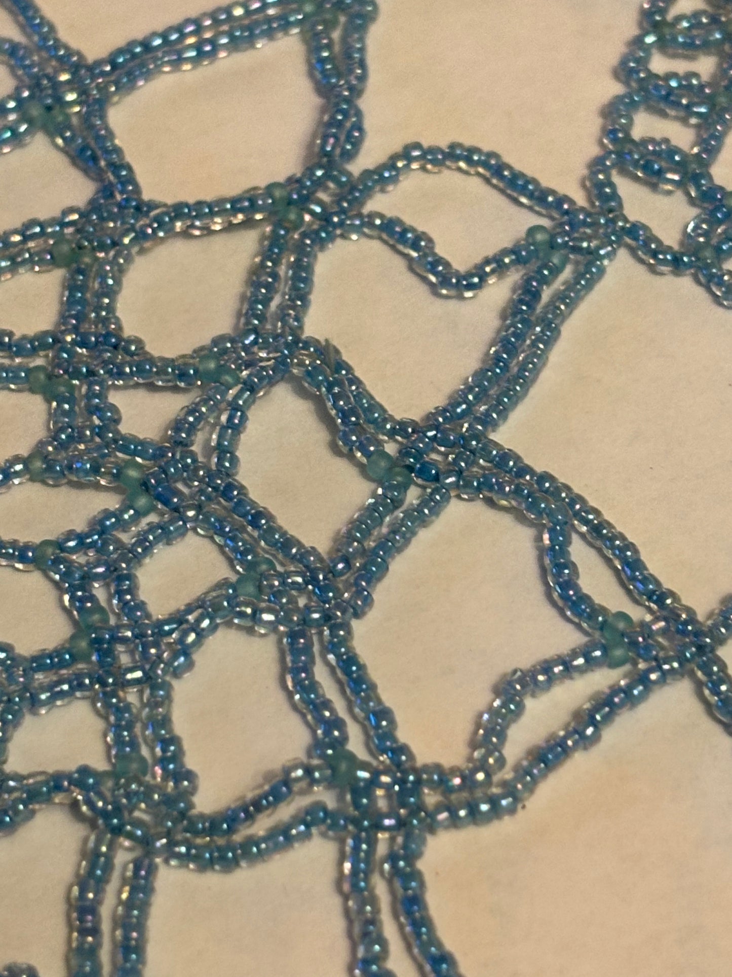 Tiny blue bead indian style doily