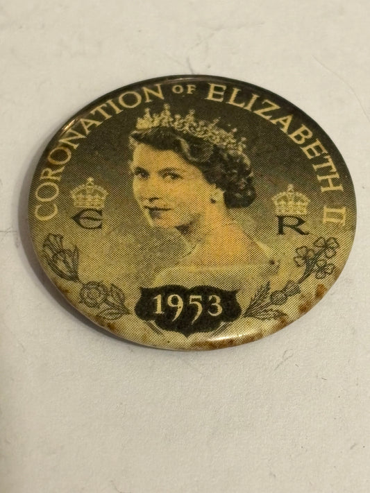 Queen Elizabeth II Coronation - Round tin badge