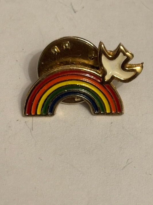 Rainbow and Dove small pin badge