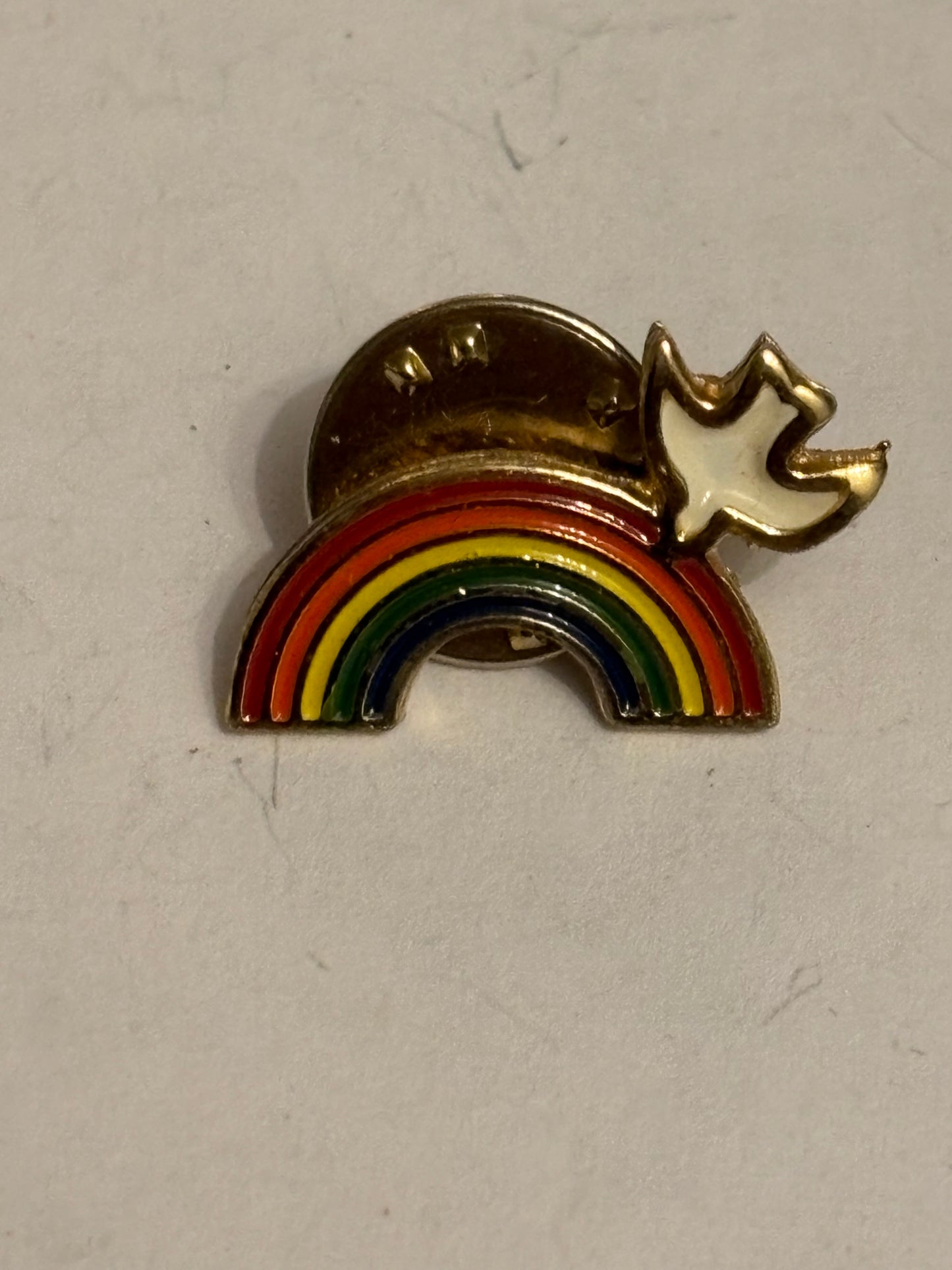 Rainbow and Dove small pin badge