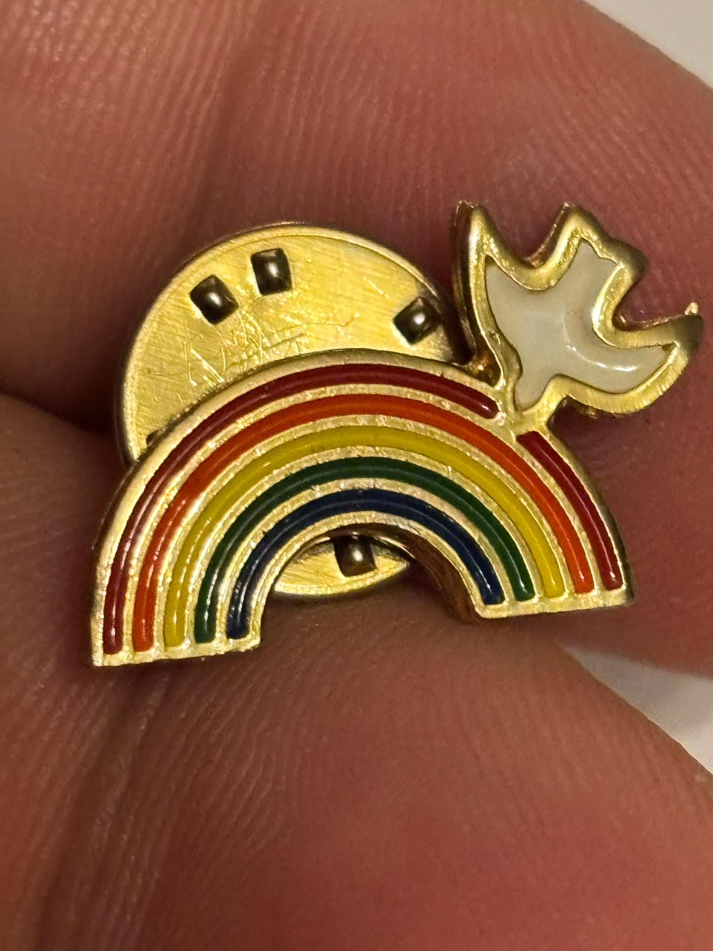 Rainbow and Dove small pin badge