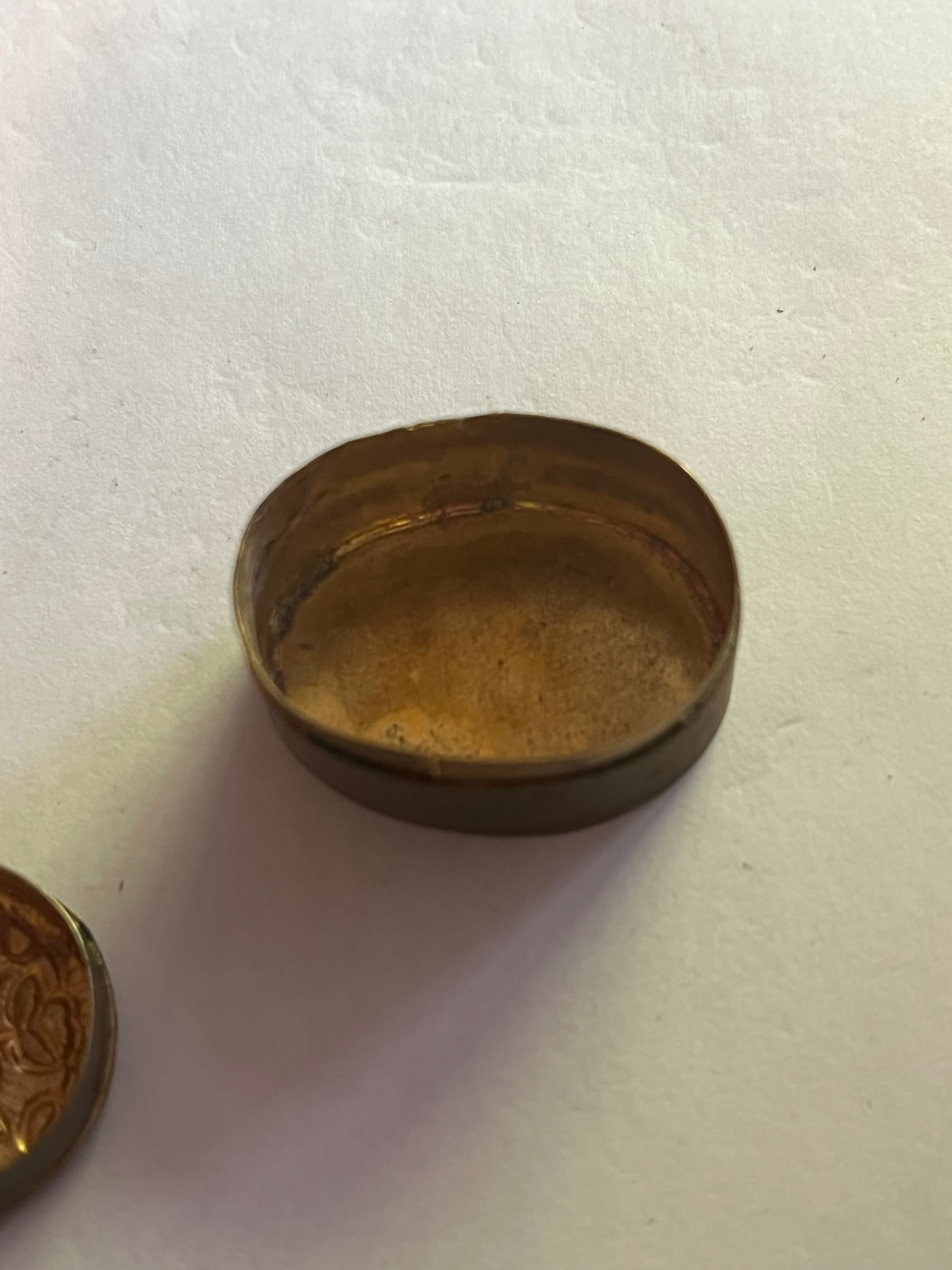 Small Pill Box with patterned enamel lid