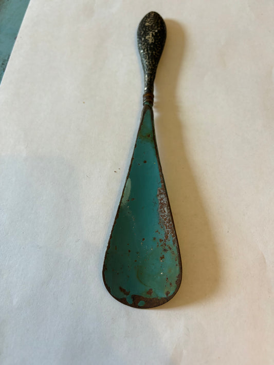 Antique Silver Handled Shoe Horn with Blue Blade