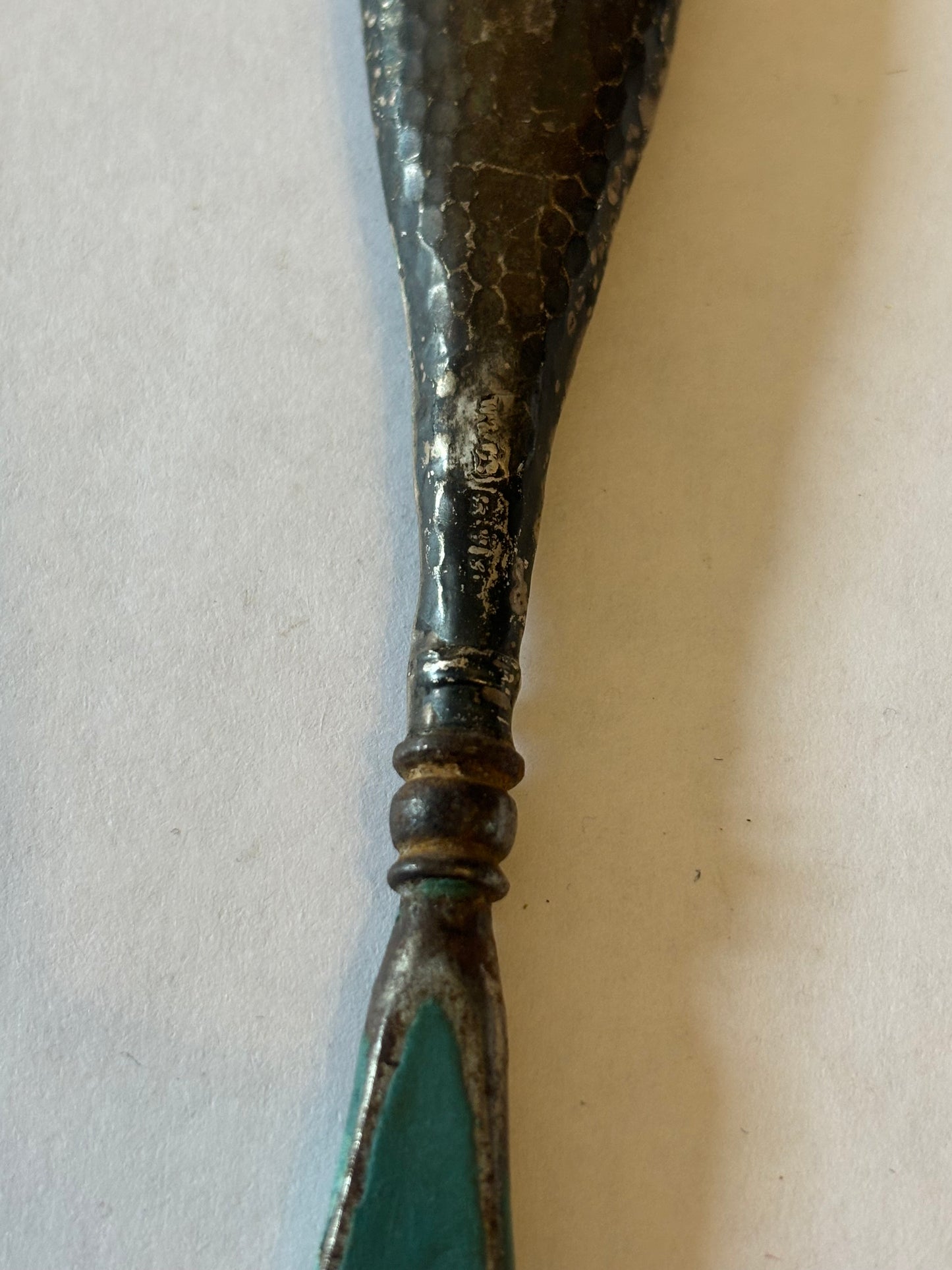 Antique Silver Handled Shoe Horn with Blue Blade