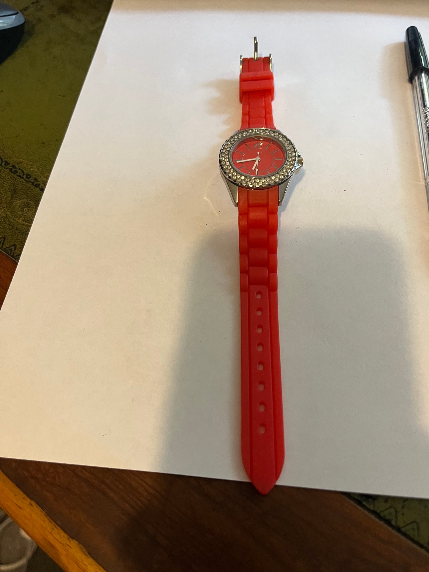 Sekonda Red Rubber and Jewels Ladies Watch - Untested