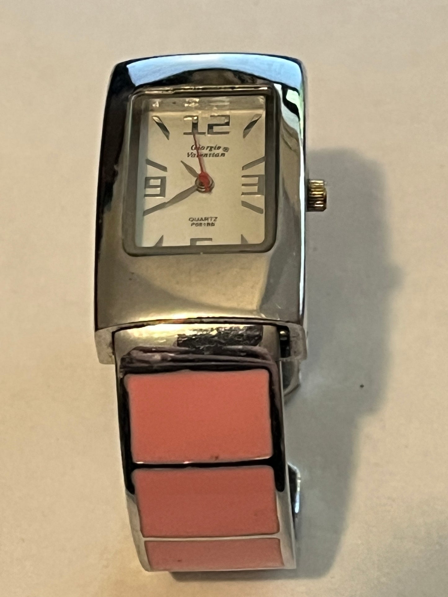 Giorgio Silver Bangle watch with pink panels - Untested