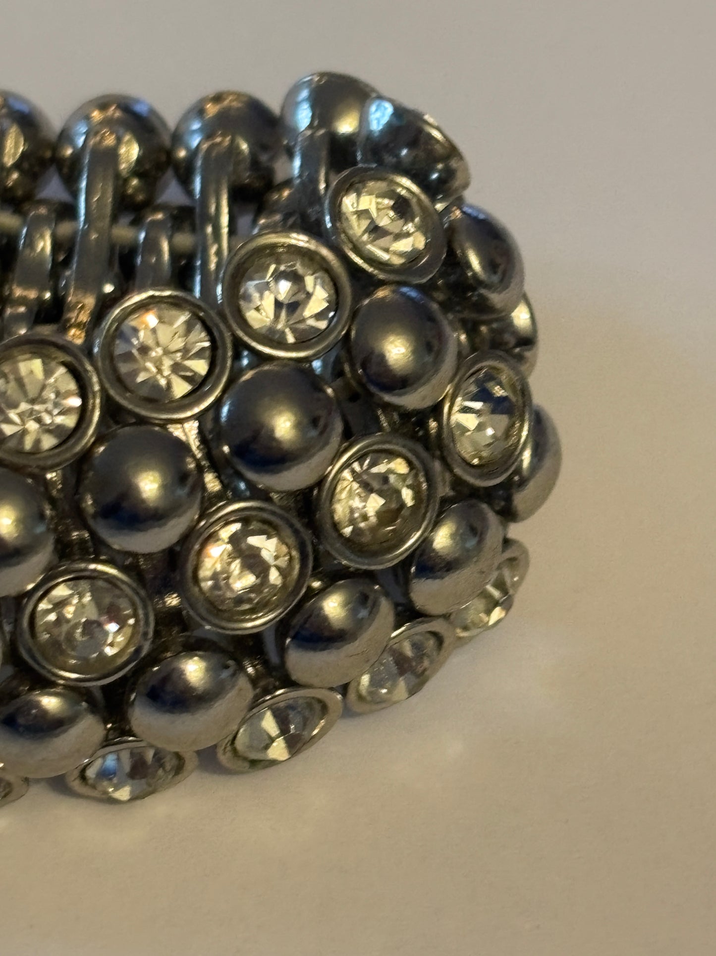 Heavy thick silver bobble and white stone bracelet