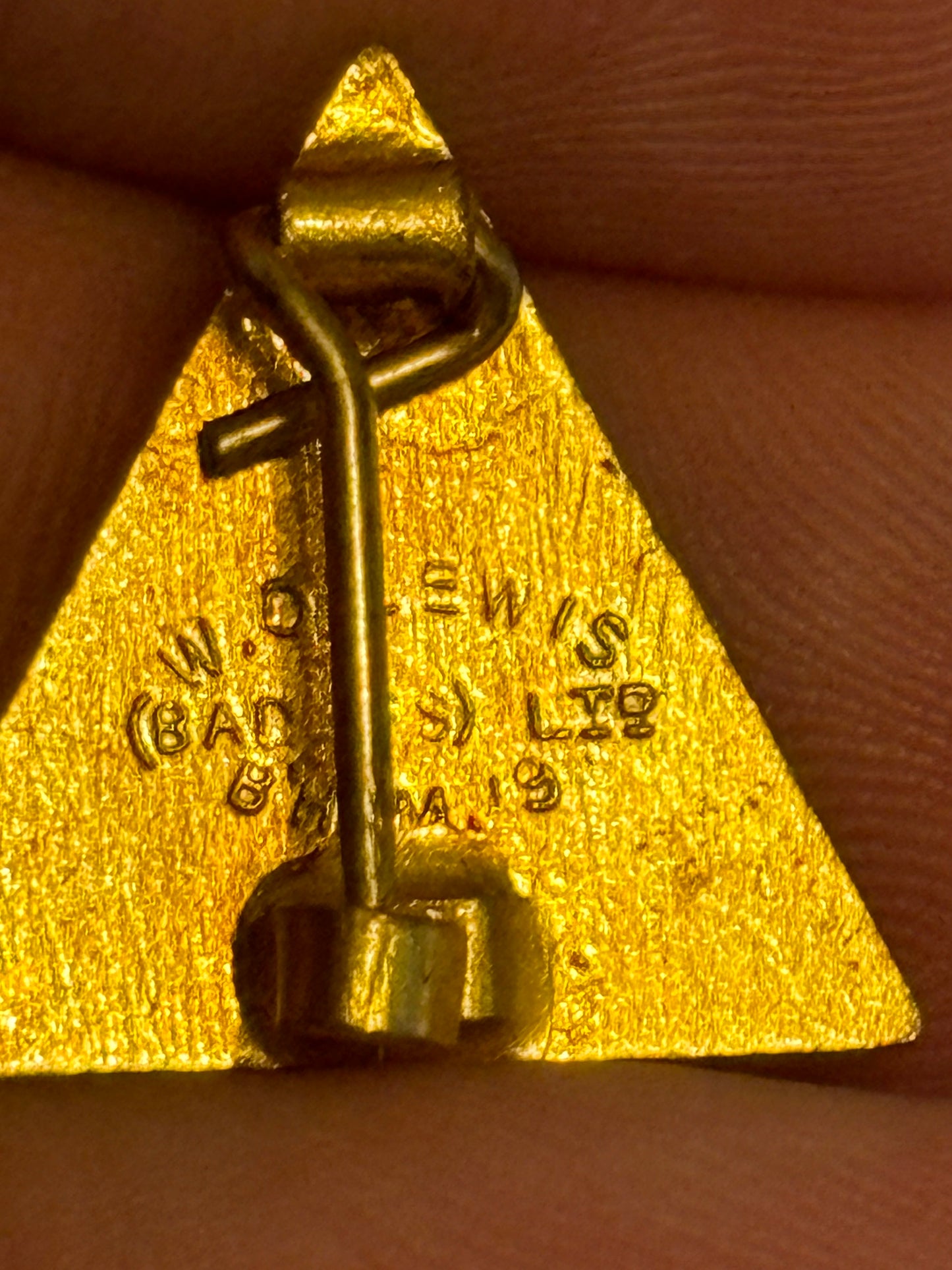 Small vintage triangular Holiday Fellowship pin badge