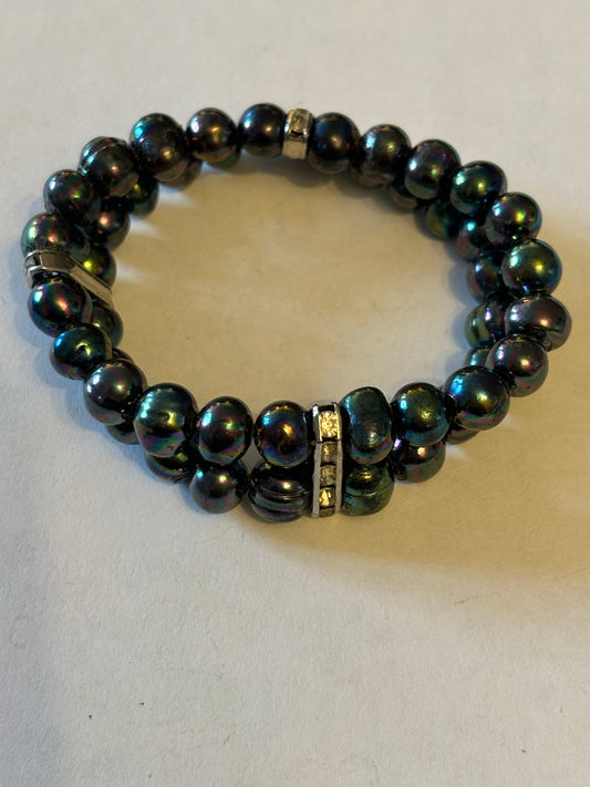 Double row 2-Tone bead bracelet