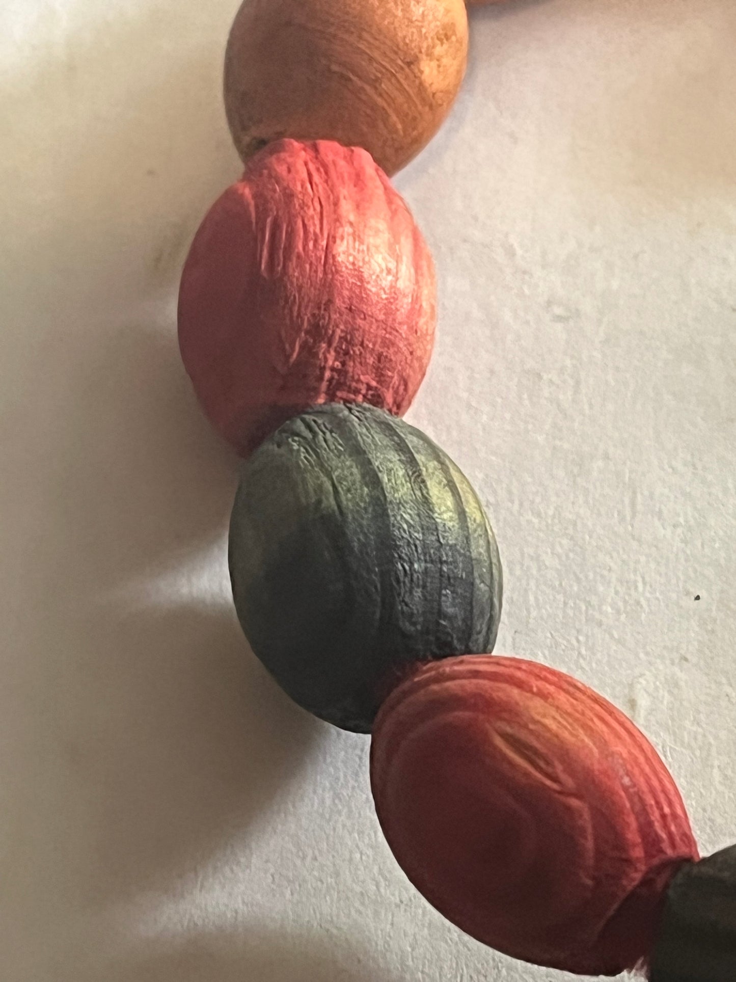 Coloured natural wooden bead bracelet