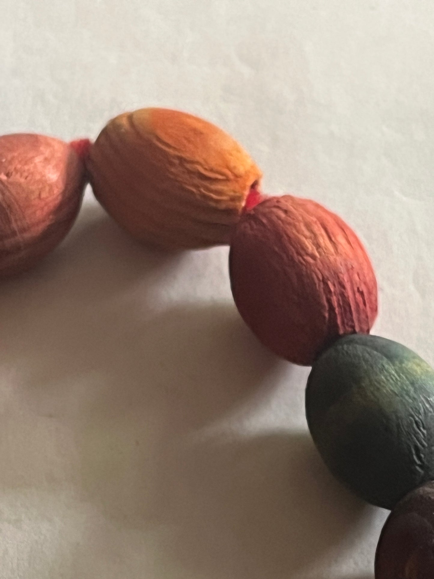 Coloured natural wooden bead bracelet