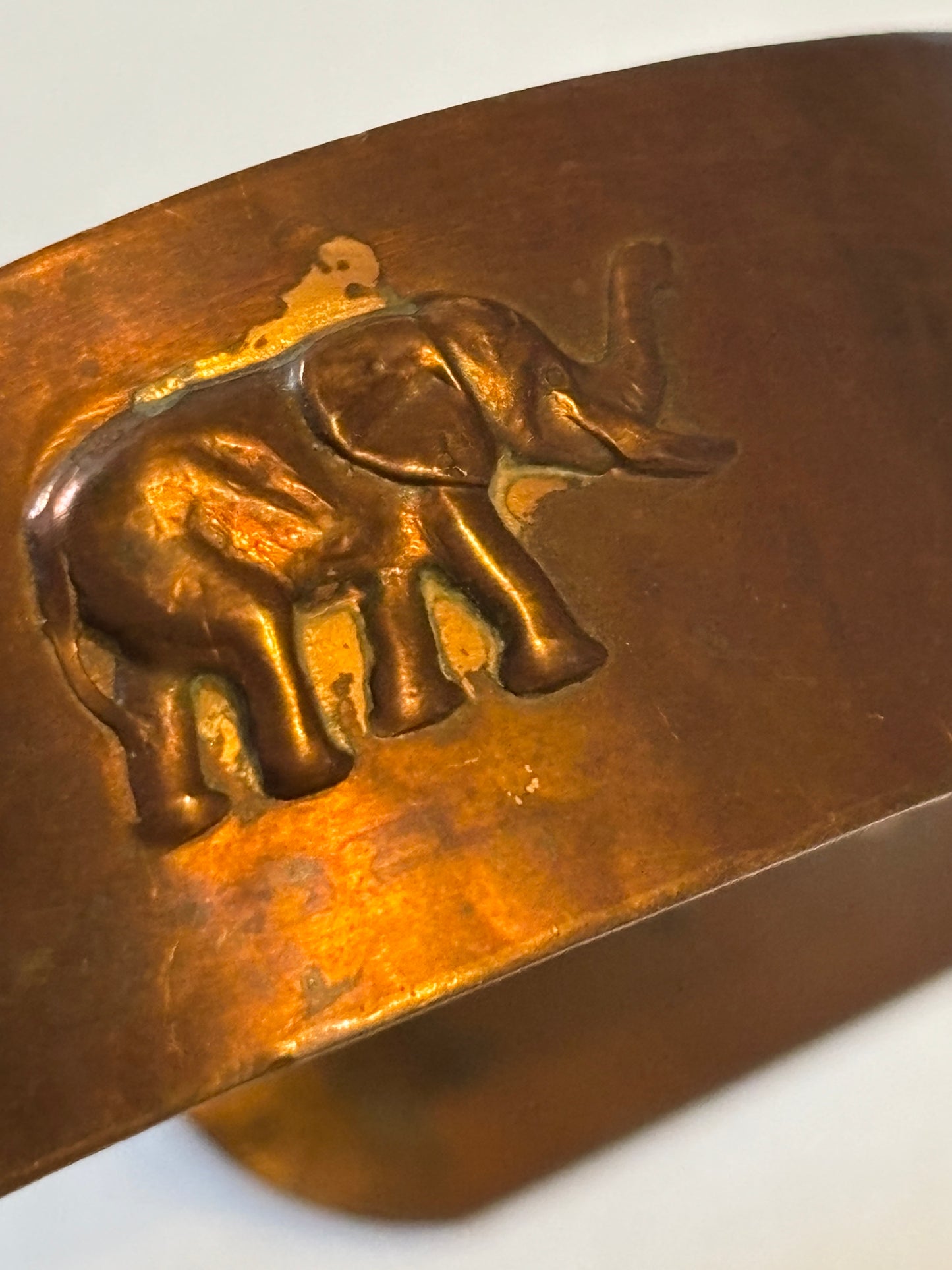 Copper open bangle with Elephants and Lions