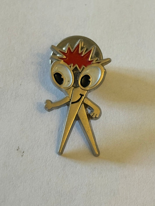 Scissor Man Metal Badge