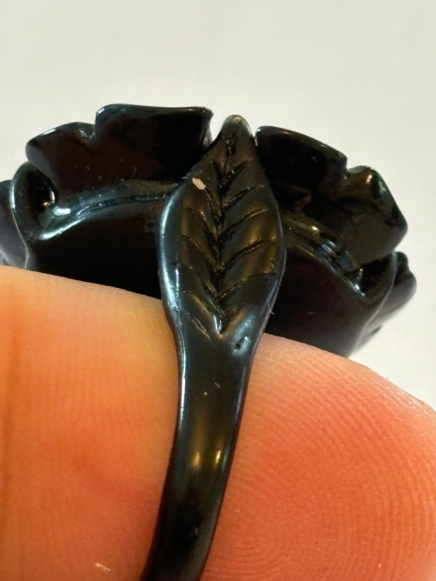 Black metal Flower (Rose) Ring - Size M