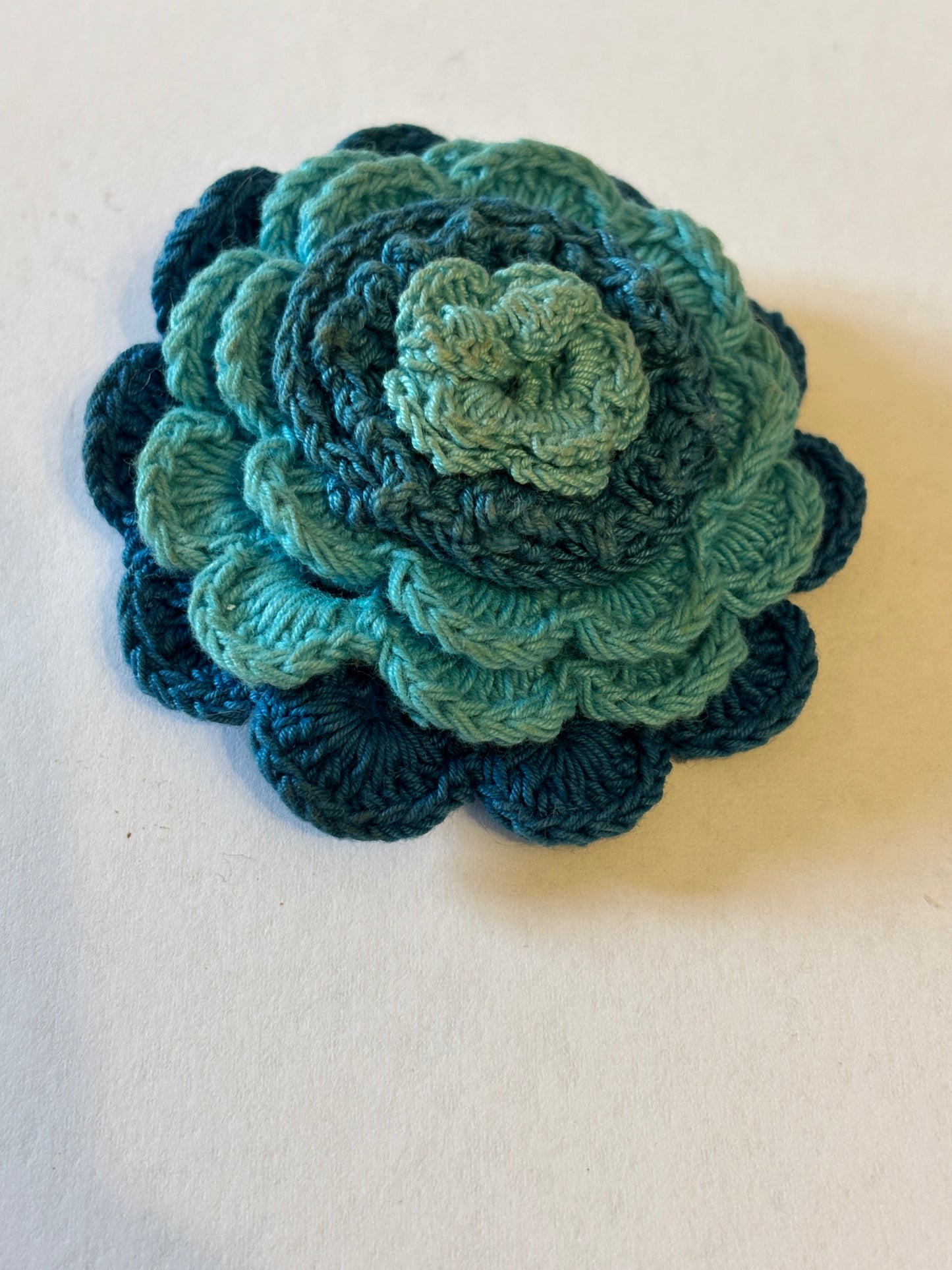 Blue multi layered woollen flower brooch