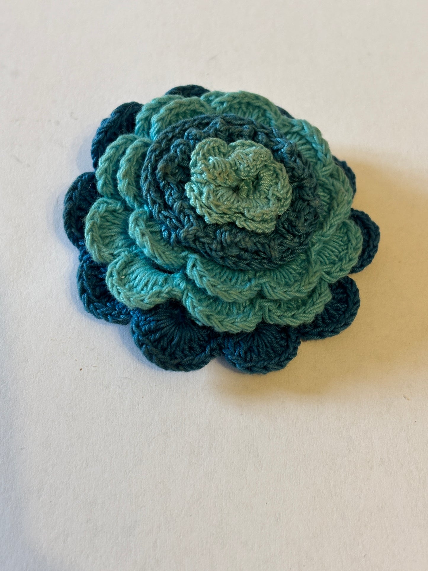 Blue multi layered woollen flower brooch