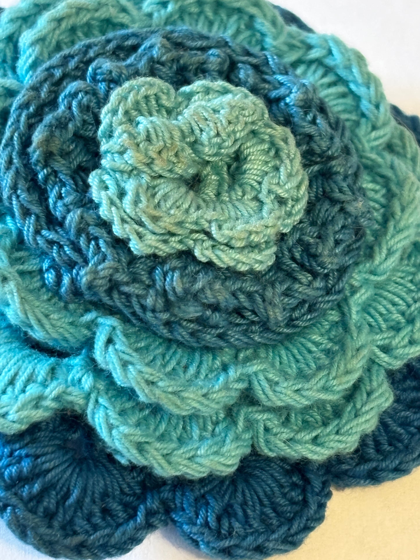 Blue multi layered woollen flower brooch