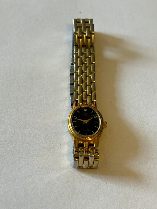 Rotary gold and silver oval ladies watch with stone - Untested