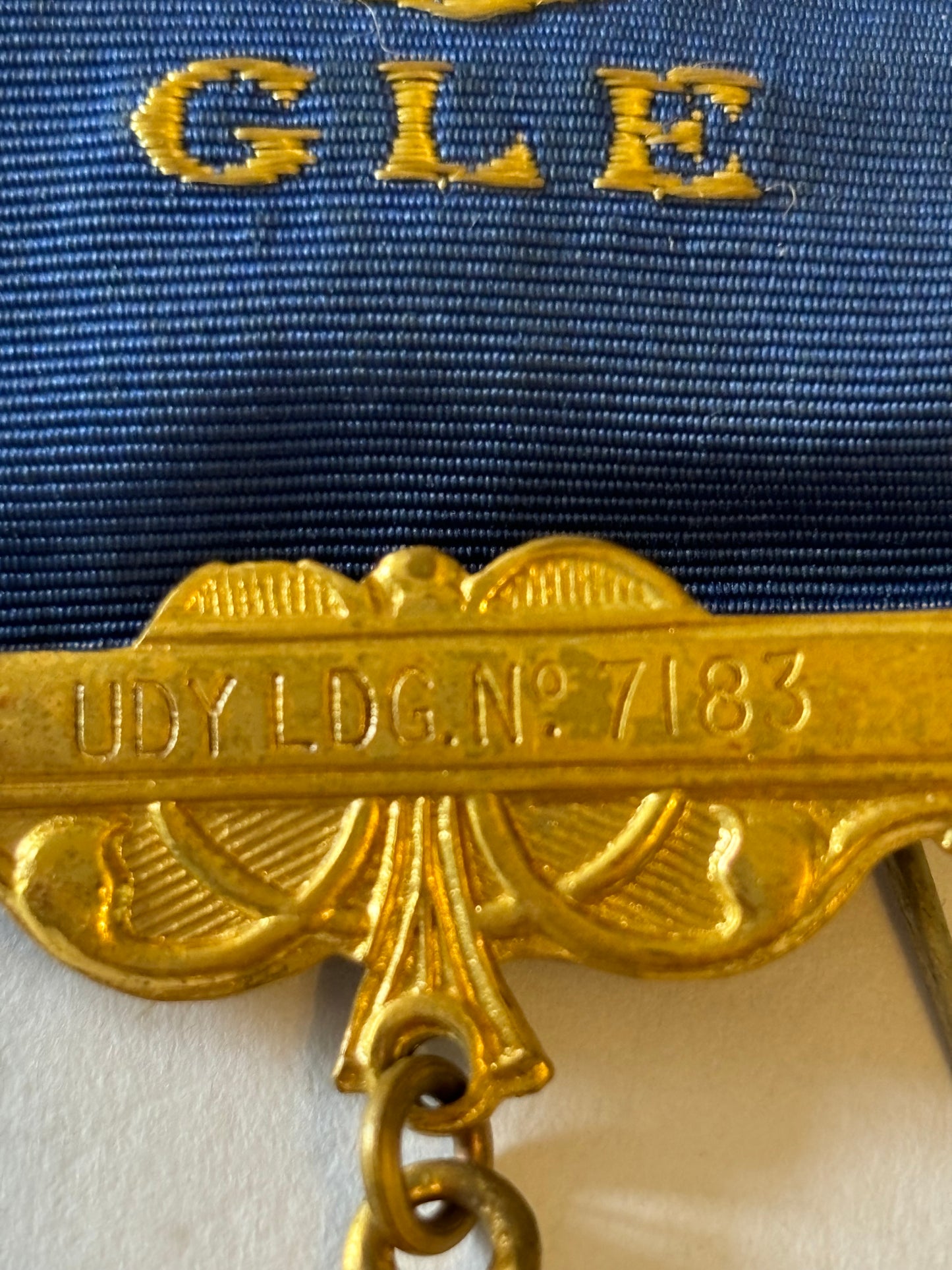 Masonic Udy Lodge medal and ribbon - 1947