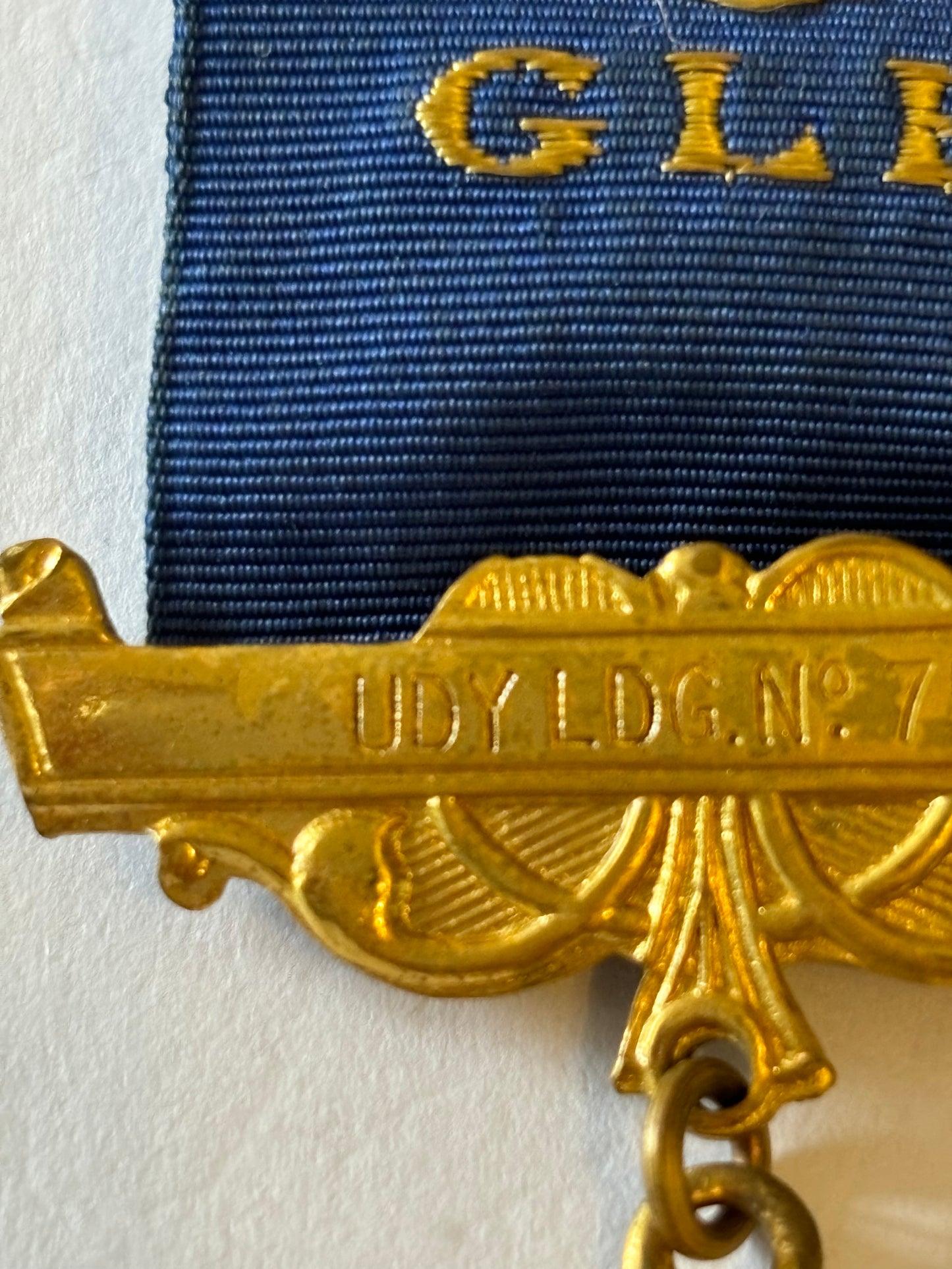 Masonic Udy Lodge medal and ribbon - 1947