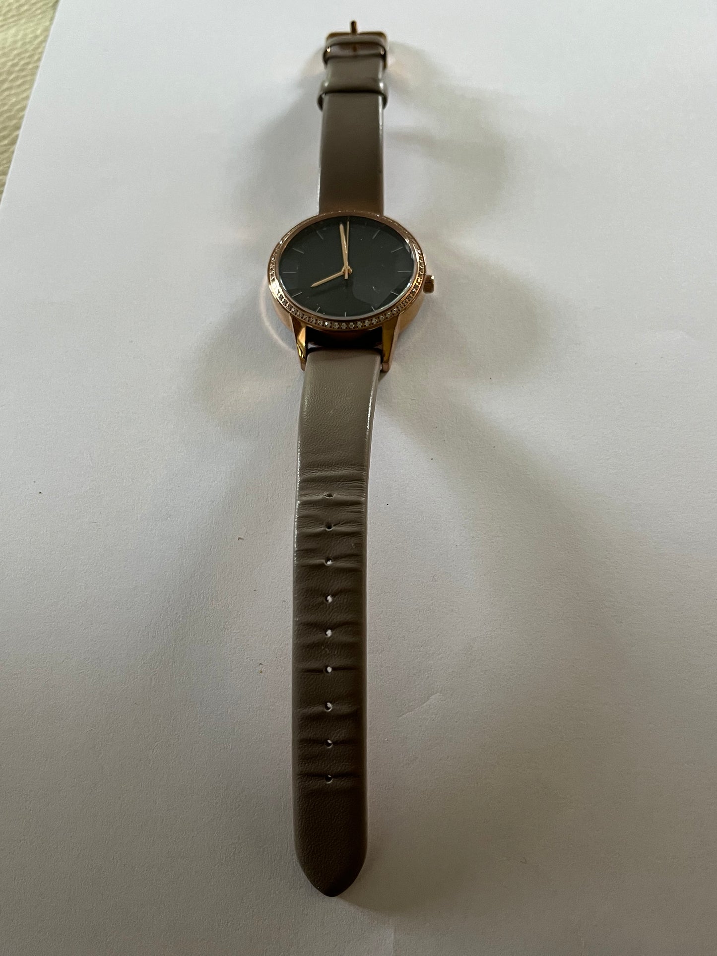 DMQ Thick Grey Rose Gold Jewelled Watch - Untested