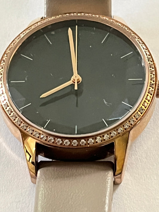 DMQ Thick Grey Rose Gold Jewelled Watch - Untested