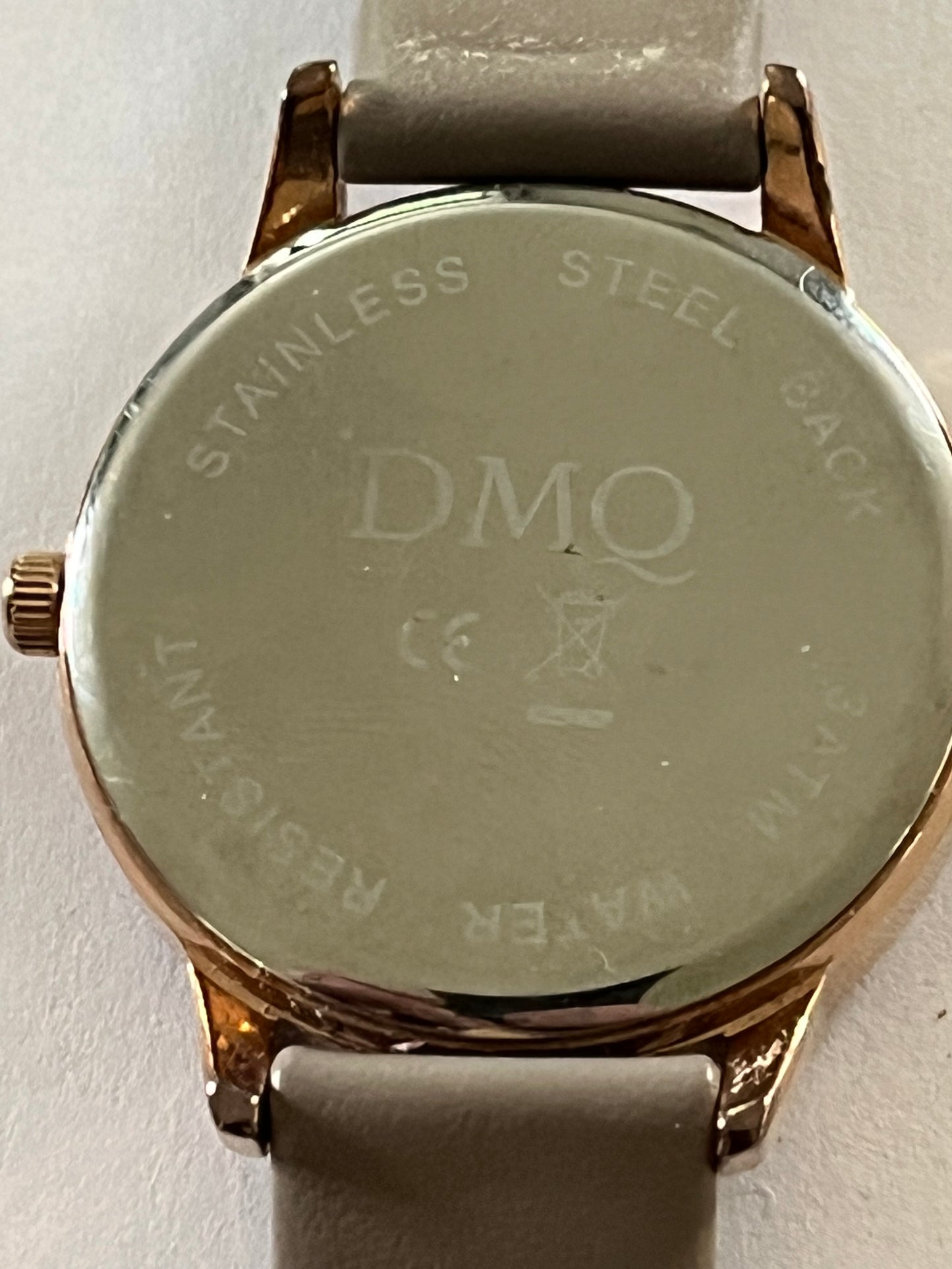 DMQ Thick Grey Rose Gold Jewelled Watch - Untested