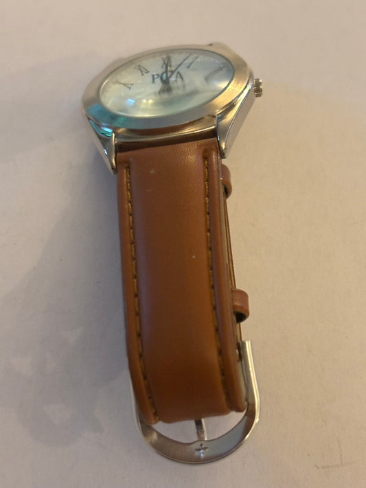 PCA Gents silver watch with brown strap - Untested