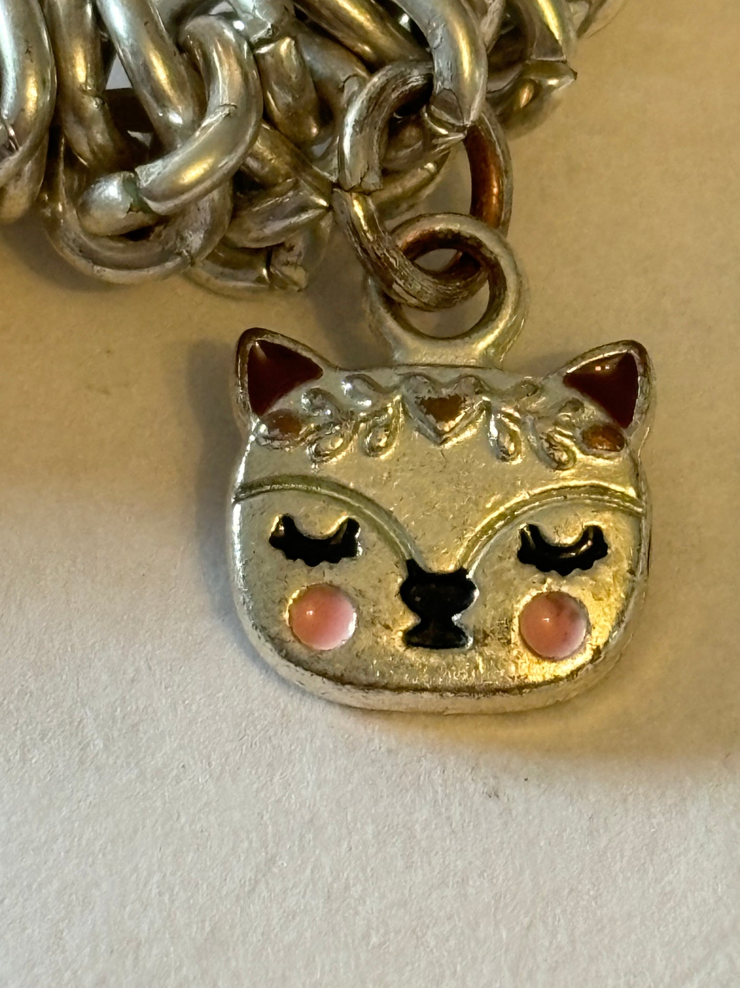 Kitty Silver Rings Charm Bracelet