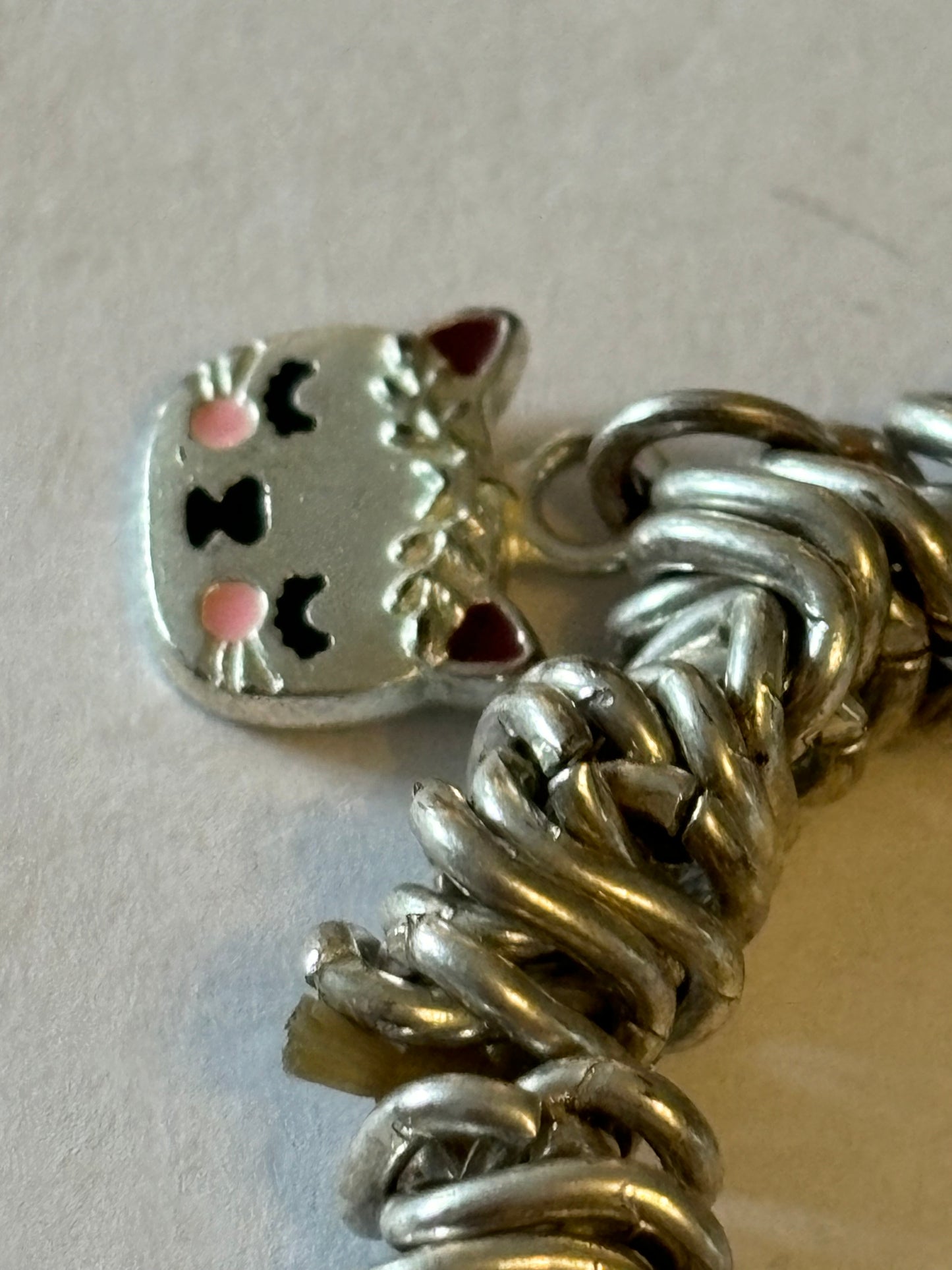 Kitty Silver Rings Charm Bracelet