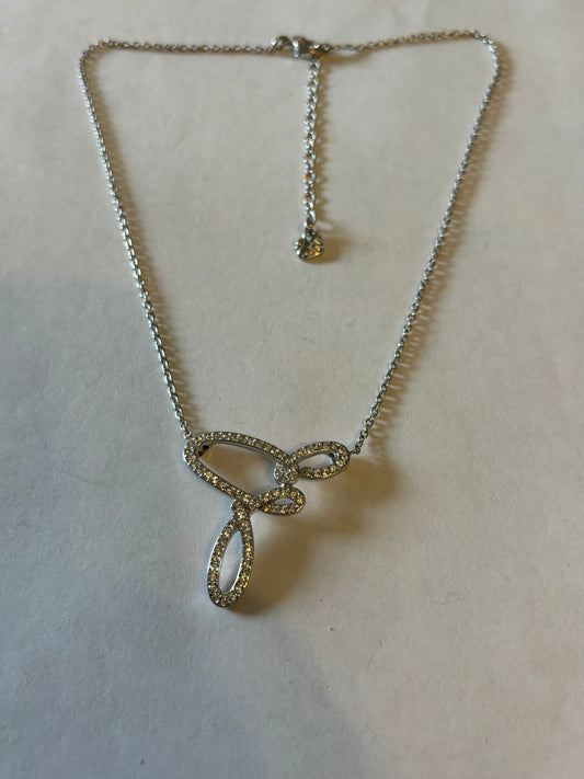 Swarovski Silver Twist Diamante Pendant Necklace