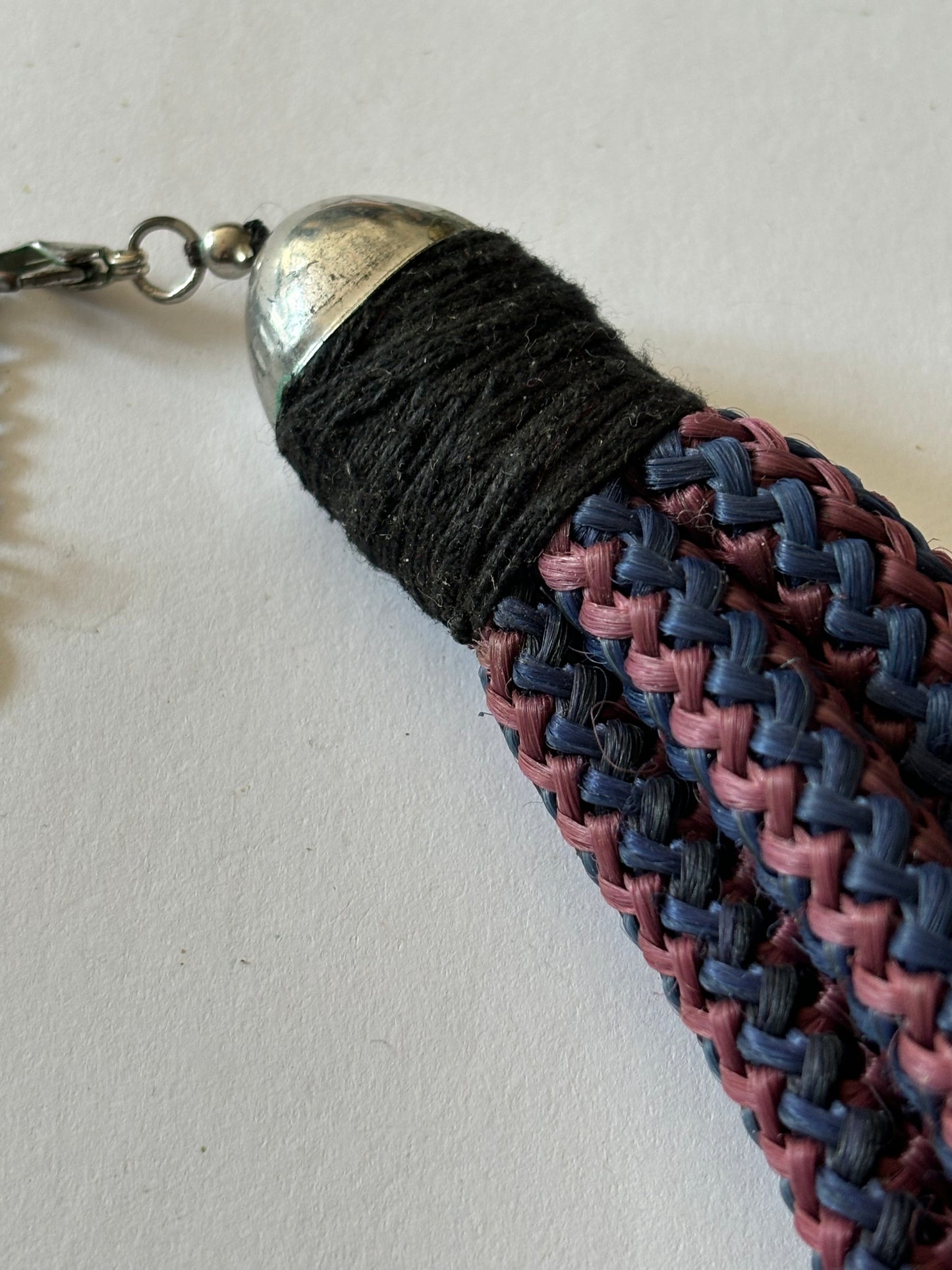 Triple thick burgundy and black necklace with gold textured rings