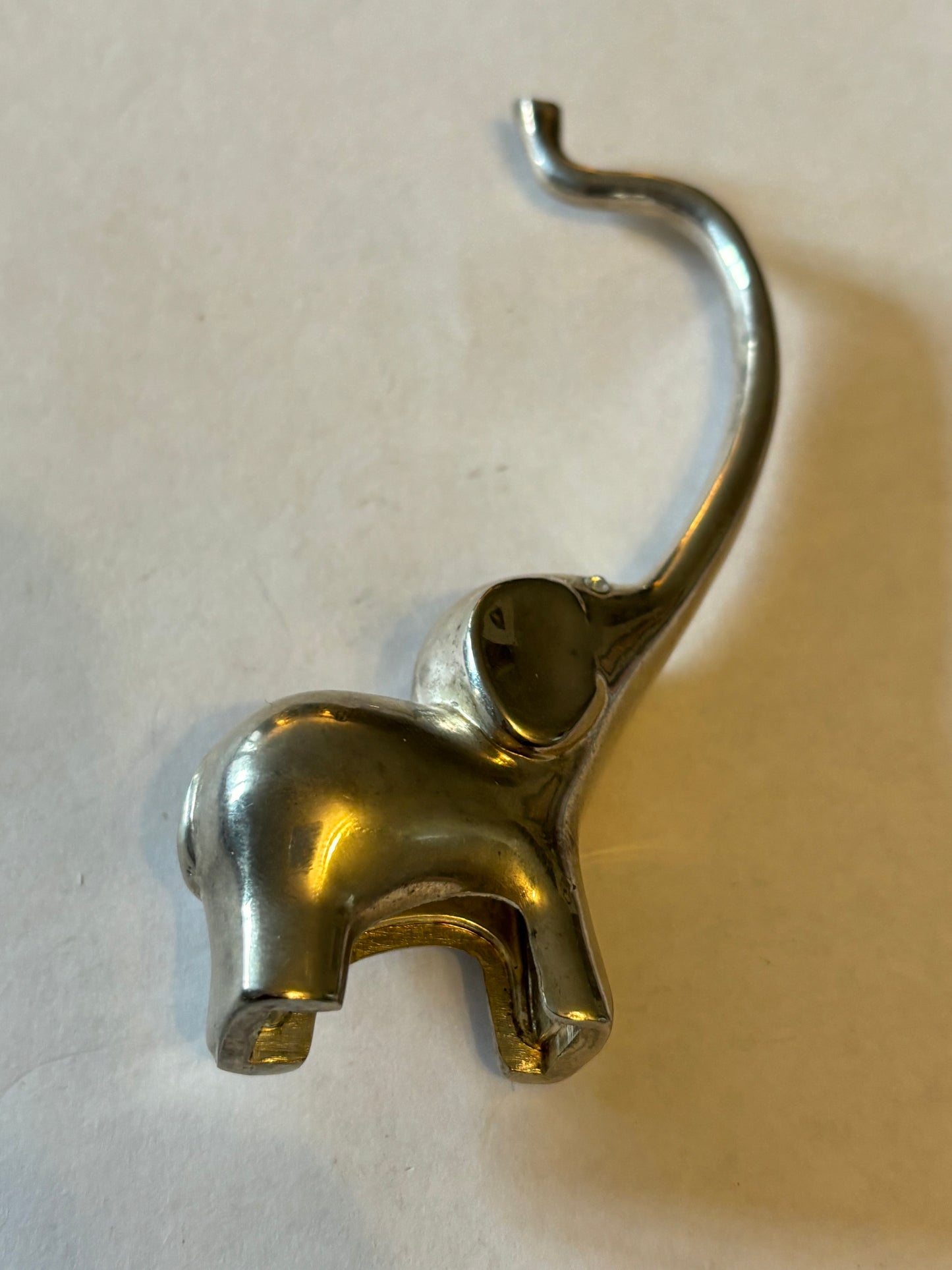 Heavy Silver Elephant Ornament long trunk