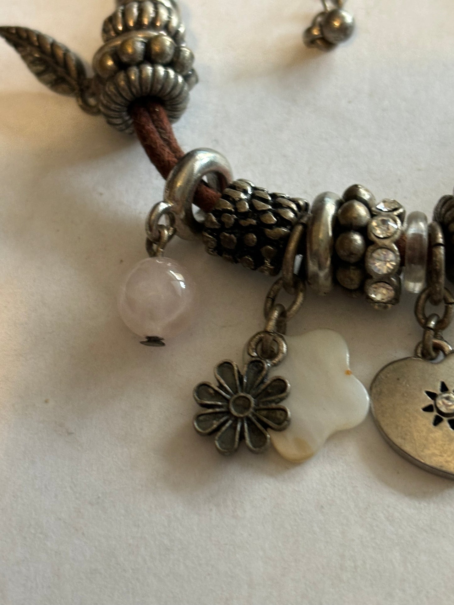 NEXT - Brown string and silver charm bracelet