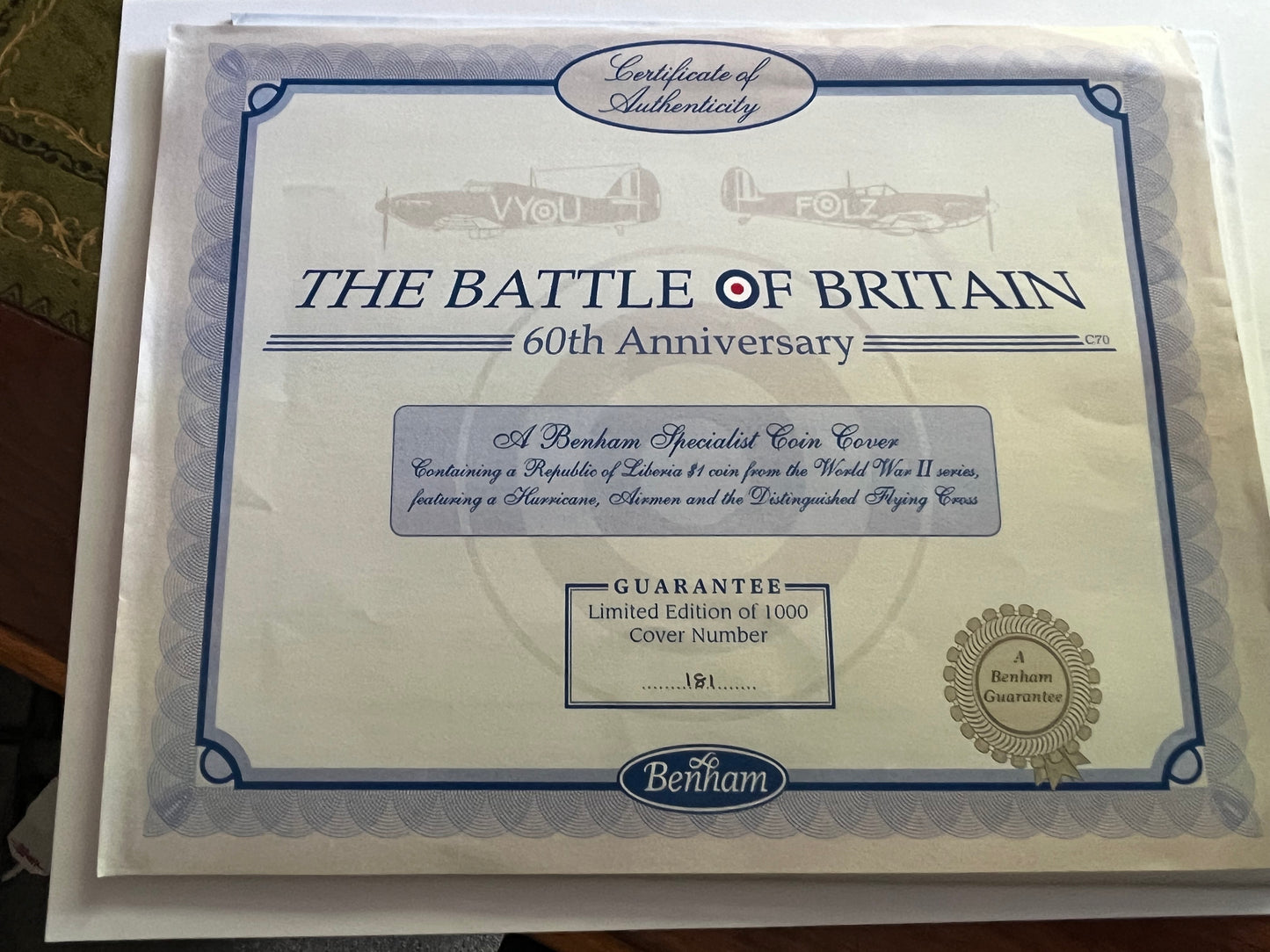 Battle of Britain 60th Anniversary Commemorative Coin - Liberia $1 1997